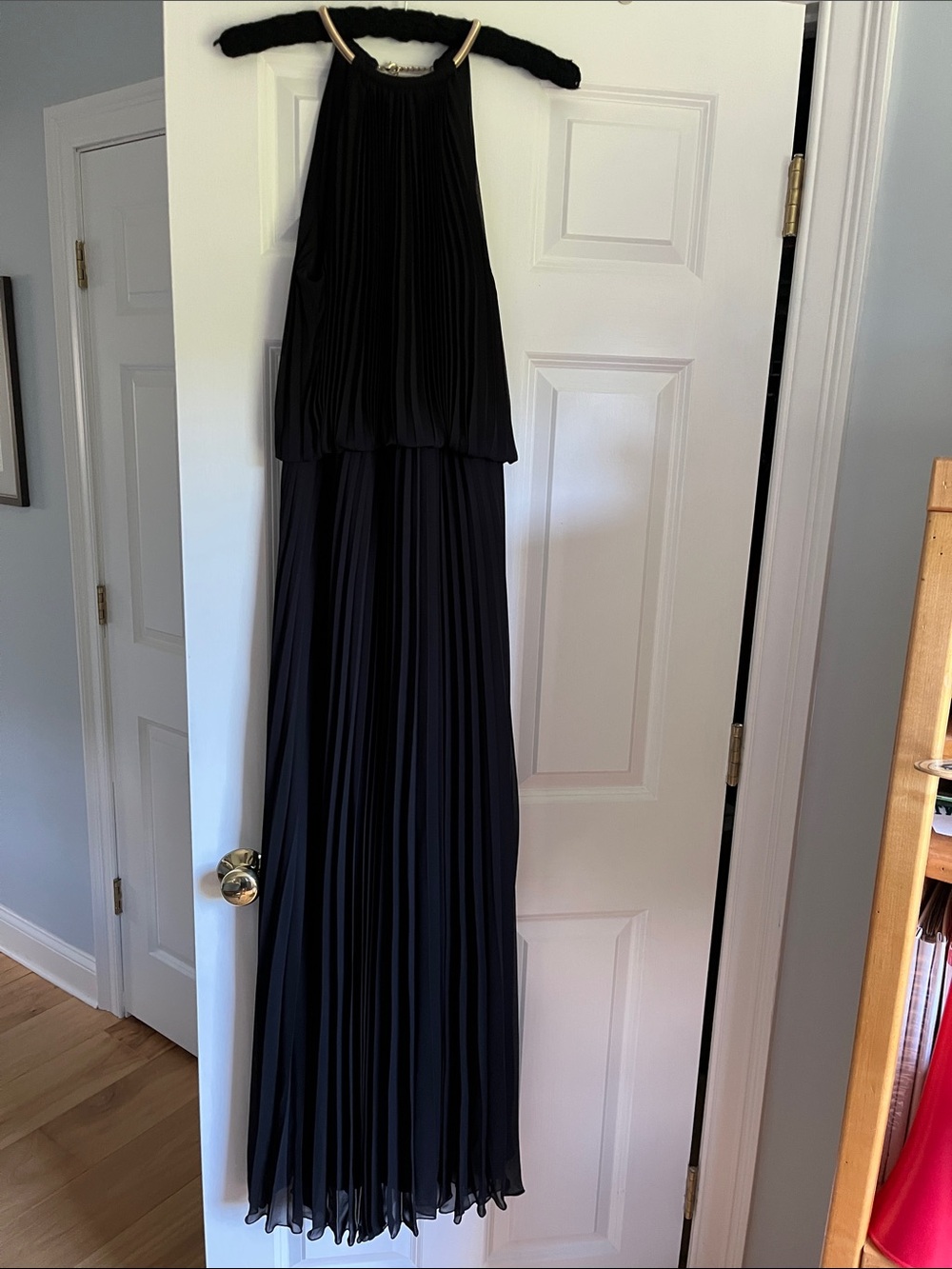 Xscape Black Pleated Maxi Dress with Halter Neck